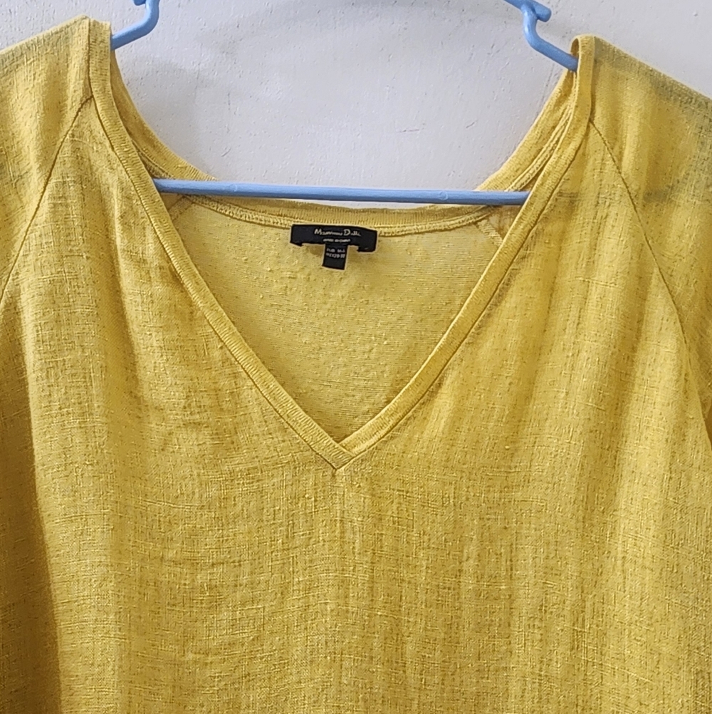 Massimo Dutti Yellow V-Neck Women's Top, Size Medium,‎ Linen. - Picture 3 of 10
